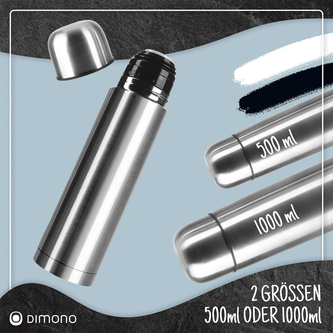 Edelstahl Thermosflasche mit Becher & Bürste; Thermoskanne Doppelwandige Isolierkanne; Auslaufsicher