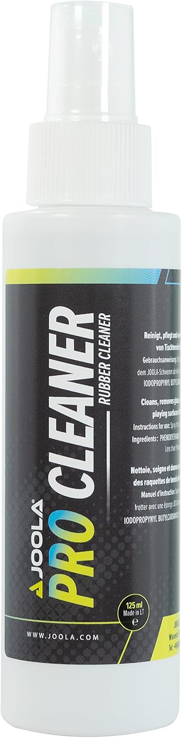 JOOLA Tischtennis Reinigungsset PRO Cleaner Belag Reiniger und Reinigungsschwamm, transparent, 125ml