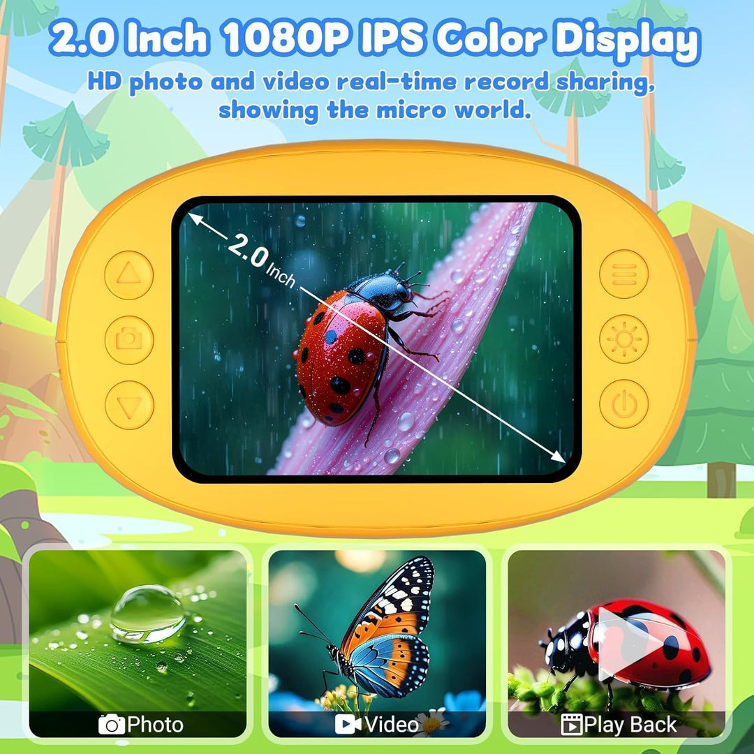 1000X Mikroskop für Kinder,Handheld-Mikroskop mit HD 2,0" IPS-Bildschirm,Video & Foto,Mint-Spielzeug