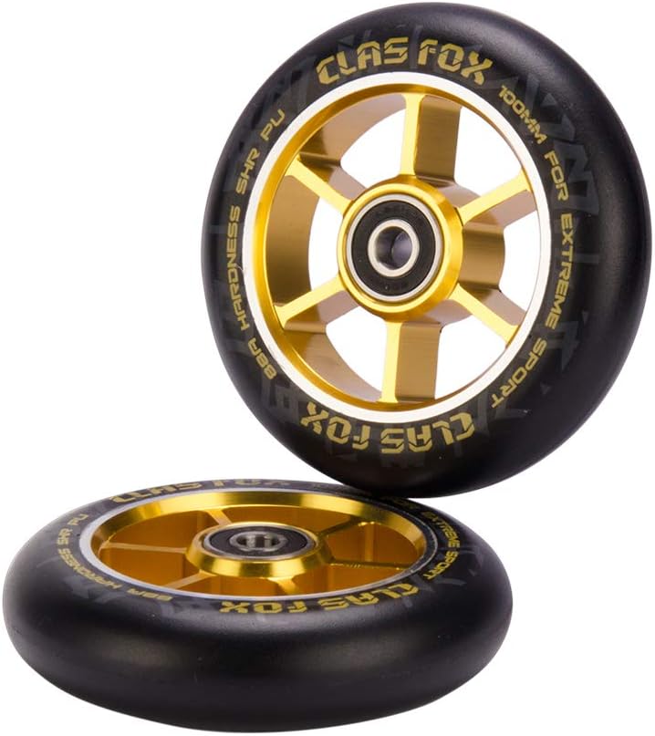 CLAS FOX Pro Stunt Scooter Rollen Roller Räder Wheels 100mm EIN Paar mit ABEC-9 Kugellager CNC Metal