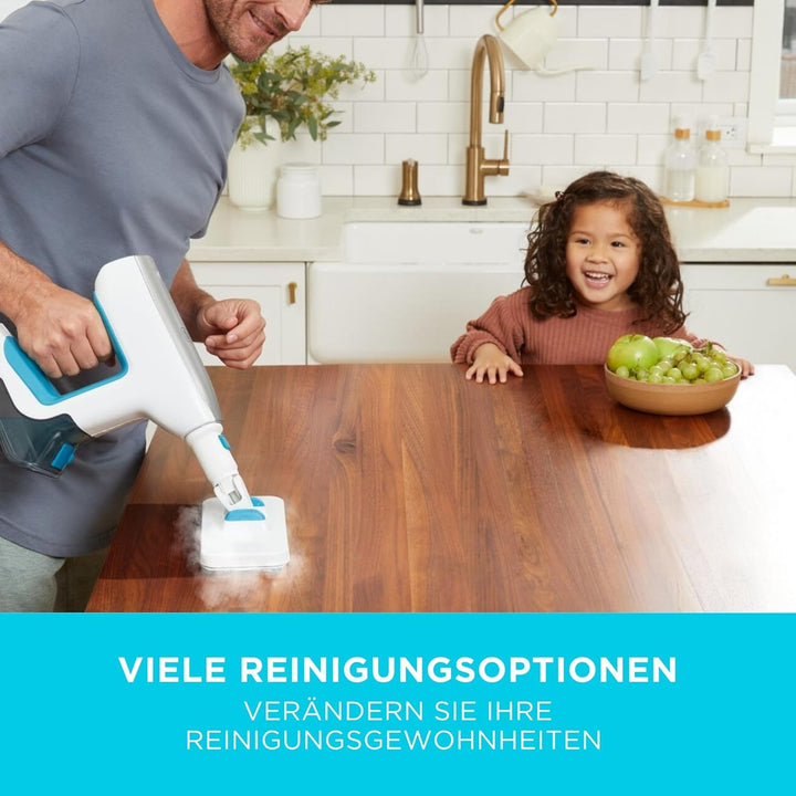 Black+Decker 1500W SteamSystem Handdampfreiniger BHSM15FX10 (mit Bodenverlängerung, duale Dampfsteue