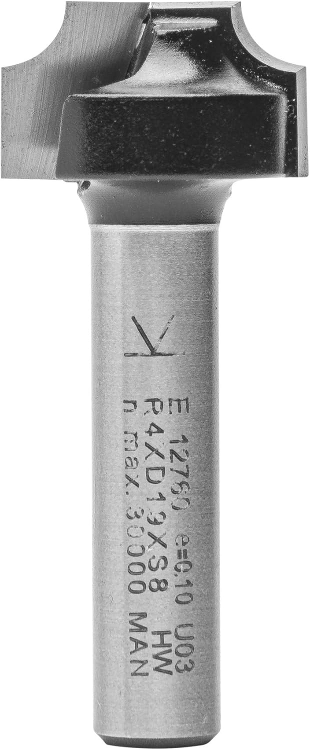 ENT 12760 Viertelstabfräser HW, Schaft (S) 8 mm, Durchmesser (D) 19 mm, NL 11 mm, R 4 mm, SL 32 mm R