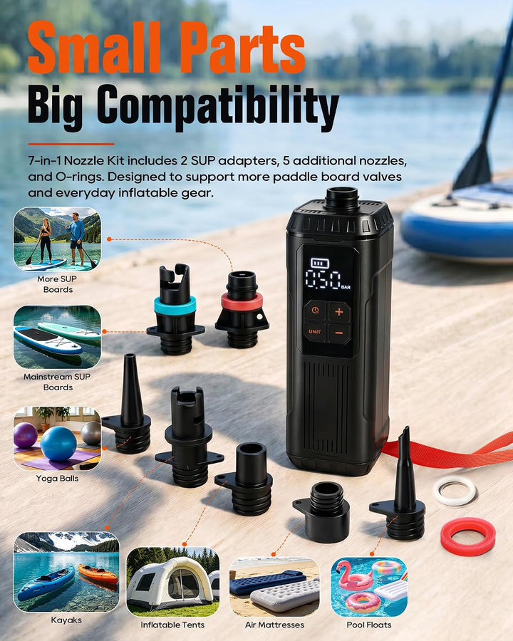 Mini Paddle Board Pumpe, Tragbare SUP Luftpumpe mit Akku, Leichte Elektrische Inflator 12PSI Automat