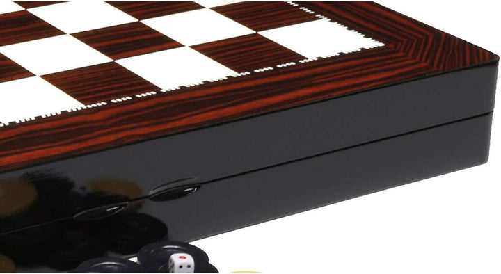 PrimoLiving Deluxe Holz Backgammon Set Porto – 25,5 x 26,4 cm - inklusive Schachbrett S Porto, S Por