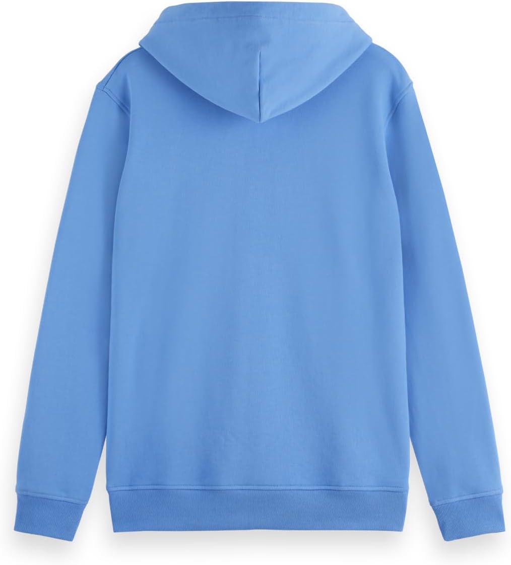 Scotch & Soda Herren Essential Badge Logo Hooded Sweatshirt S Blue Bonnet, S Blue Bonnet