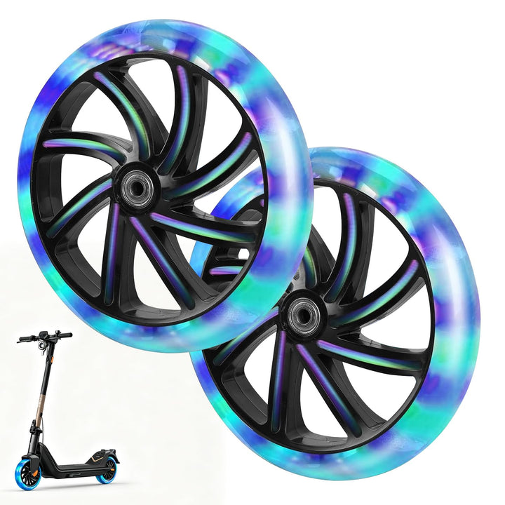 2 Stück Leuchtende Stunt Scooter Rollen, 200mm Scooter Räder Ersatzräder LED-Lichtrollen Kompatibel