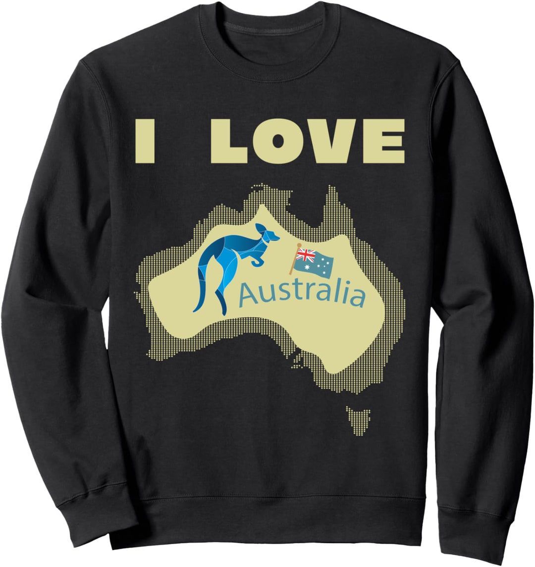 Ich Liebe Australien Karte Kangaroo I Love Australia Map Sweatshirt