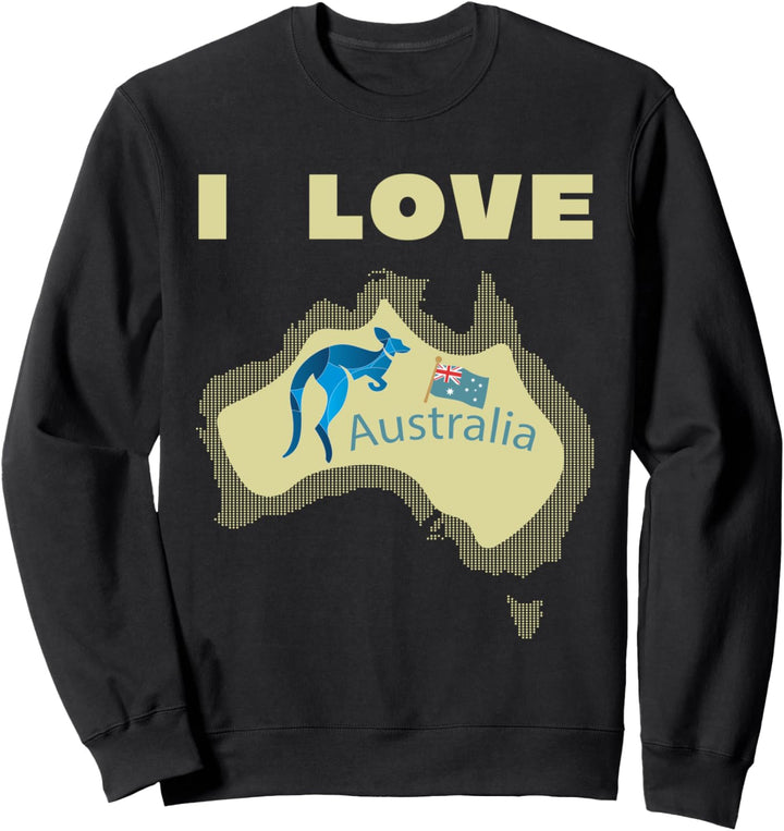 Ich Liebe Australien Karte Kangaroo I Love Australia Map Sweatshirt