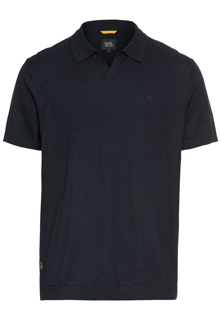 camel active Herren Piqué Poloshirt aus Reiner Baumwolle S Dunkelblau, S Dunkelblau