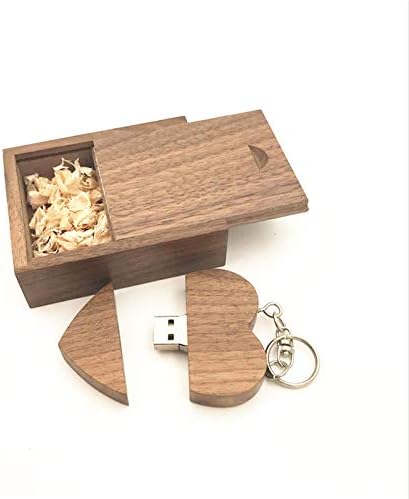 A Plus+ 10 Stück USB Speicherstick 32GB Holz Herz USB-Sticks mit Geschenkbox (Schlüsselring Angebrac