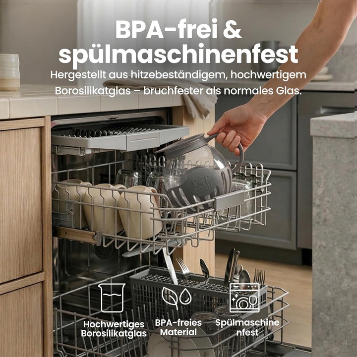 Netrox - Popcorn Maker für Mikrowelle – Glasbehälter, BPA-frei, spülmaschinengeeignet – Fettfreie Po