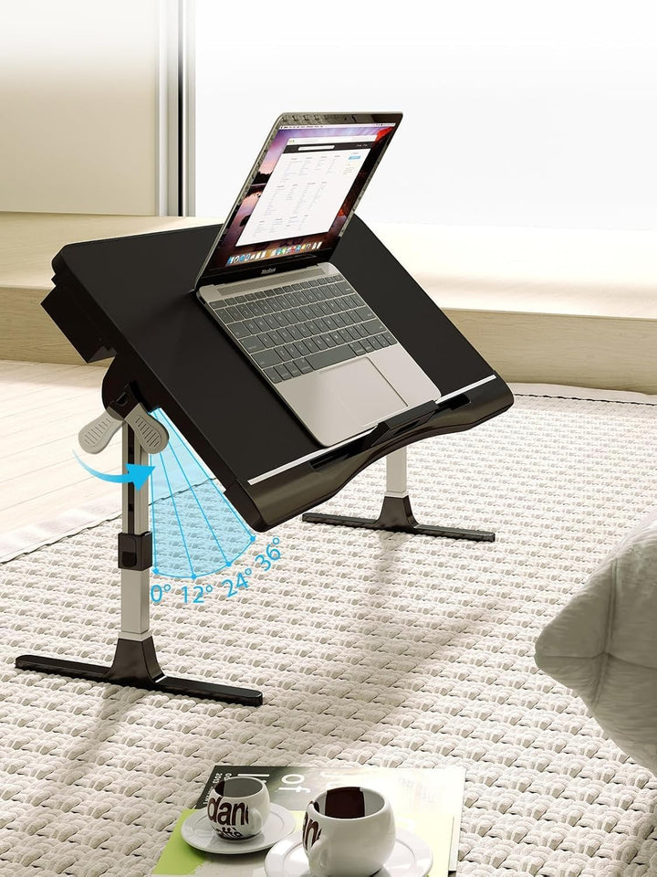 Höhenverstellbarer Laptoptisch – Winkelverstellbarer Lapdesk bis 17 Zoll, Stabiler Betttisch mit Mau
