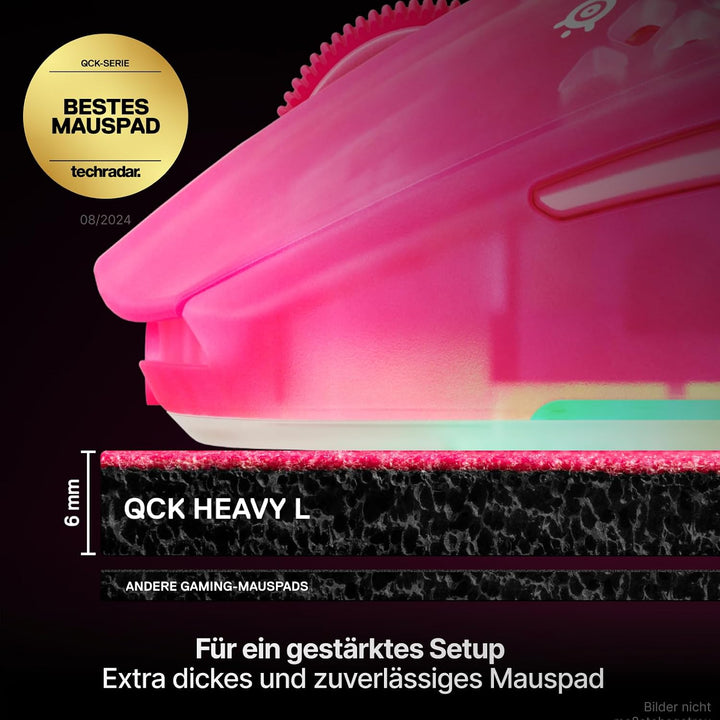 SteelSeries QcK Heavy Gaming Mousepad - Thicker, Non-Slip Silicone Rubber Base, Peak Tracking, Optim