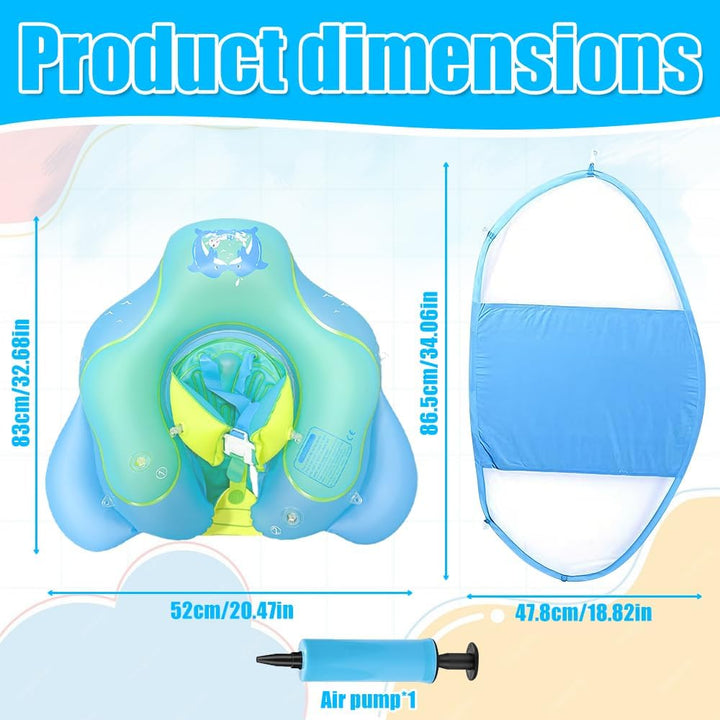 Baby Schwimmring mit Sonnendach, Abnehmbarem Sonnendach Schwimmsitz Kleinkinder, Float Aufblasbare S