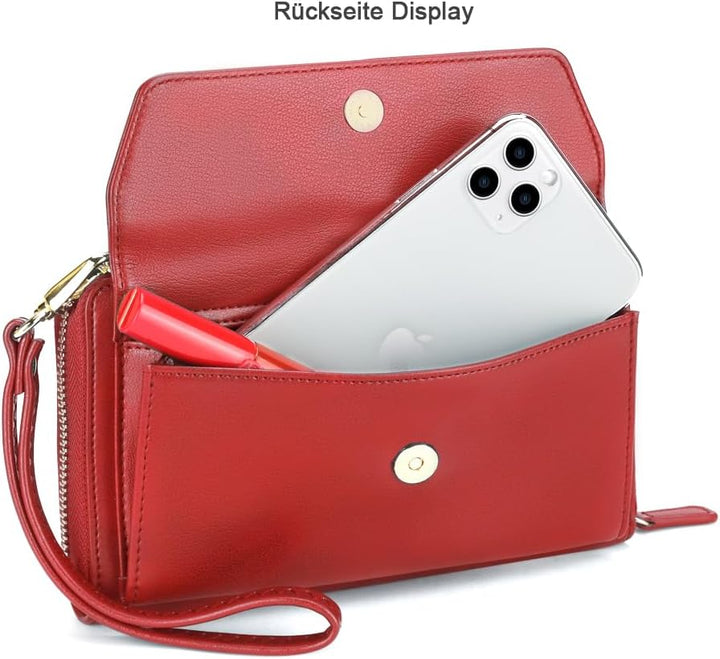 nuoku Geldbörse Damen mit RFID, Kleine Portemonnaie Damen mit Kreditkarten Etuis, Handytasche zum Um