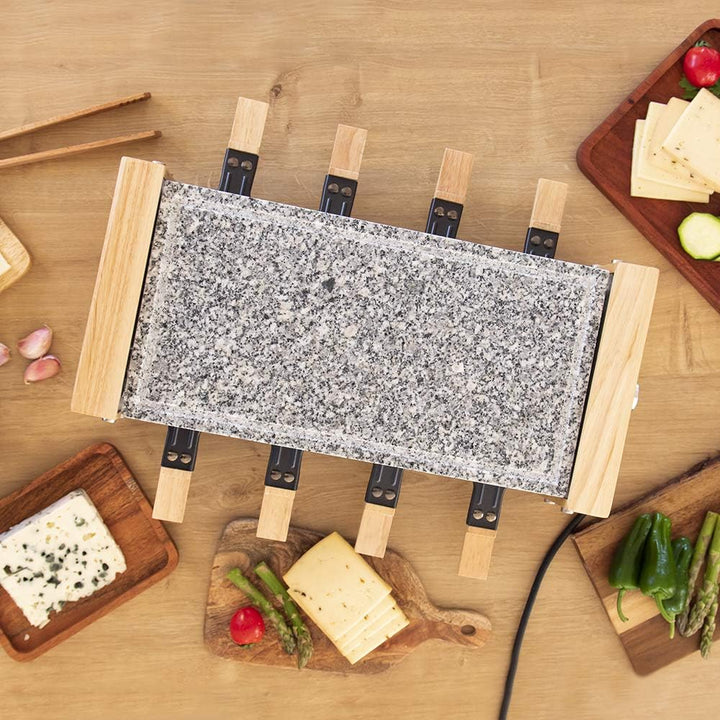 Cecotec Holz Raclette Käse &amp; Grill 8200 Holz Schwarz. 1200 W, Grillfläche, 8 Einzelpfannen, Antihaft