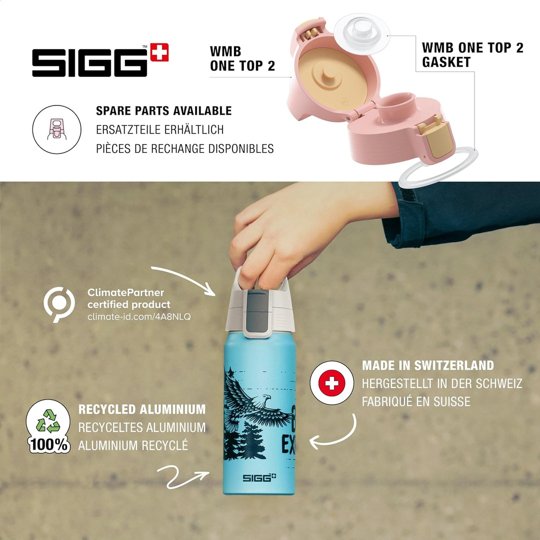 SIGG - Alu Trinkflasche Kinder - WMB ONE - Made in Switzerland - Für Kohlensäurehaltige Getränke Gee