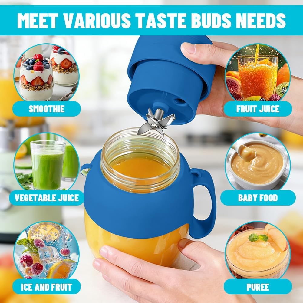 Tragbarer Mixer &amp; Smoothie Maker, 1000ML Grosser Mixer Smoothie Maker mit Trinköffnung &amp; Trageriemen