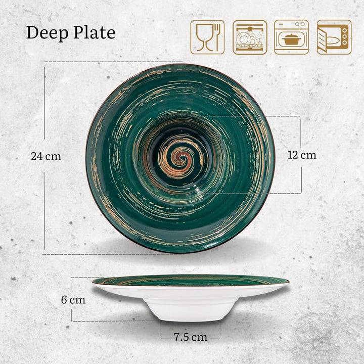 Wilmax | SPIRAL tiefe Teller - 2 Stück | Elegant | Modern | Langlebig | Sicher | Glasiertes Porzella