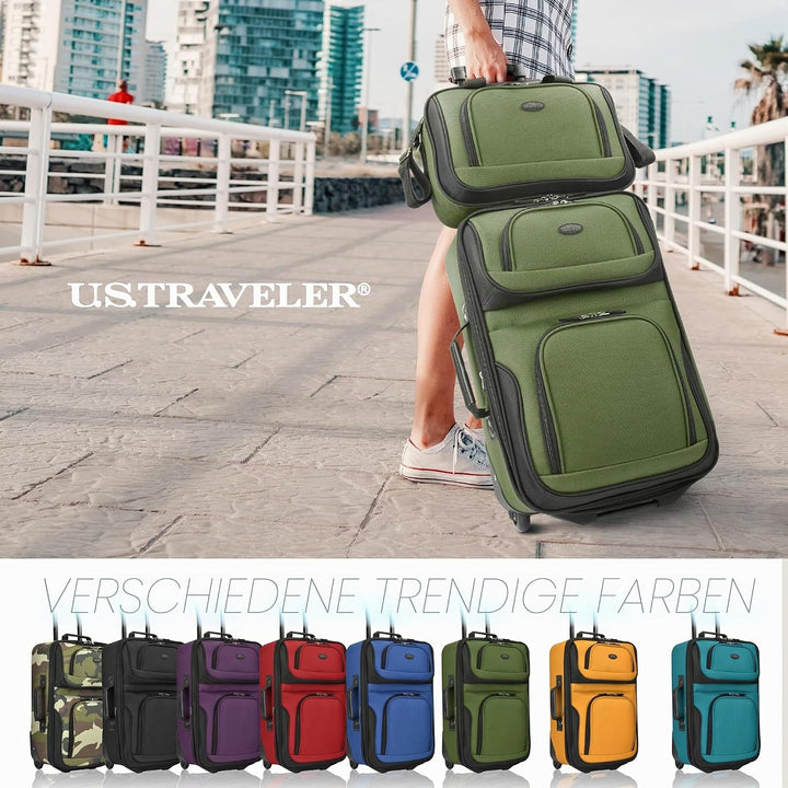 U.S. Traveler Rio Rugged Fabric Erweiterbares Handgepäck-Set 2 Wheel Grün, 2 Wheel Grün
