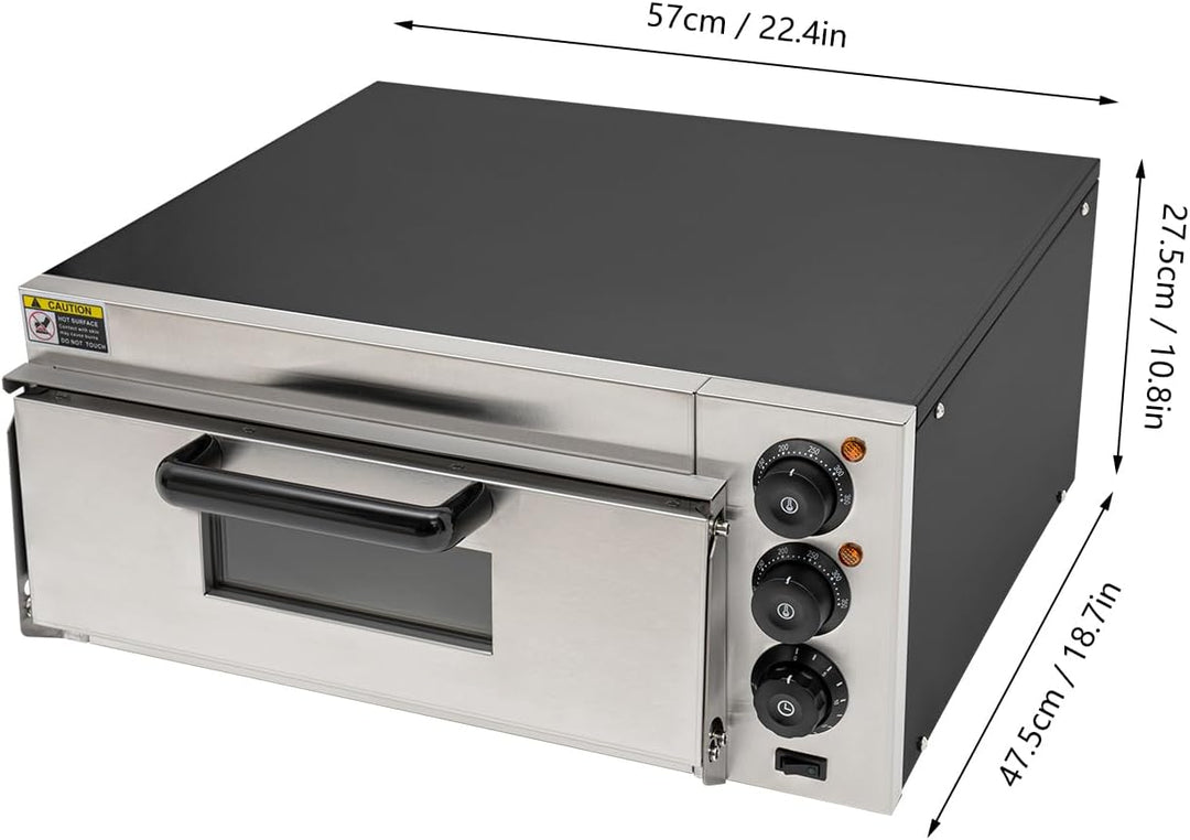 Pizzaofen, CW-PZ1 2000W Kommerzieller Elektrischer Pizzaofen Edelstahl Pizza Ofen Temperatur bis 50-