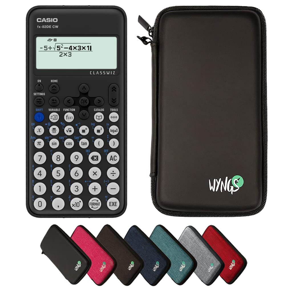 CALCUSO Sparpaket: Casio FX-82DE CW ClassWiz technisch-wissenschaftlicher Schulrechner + WYNGS Schut