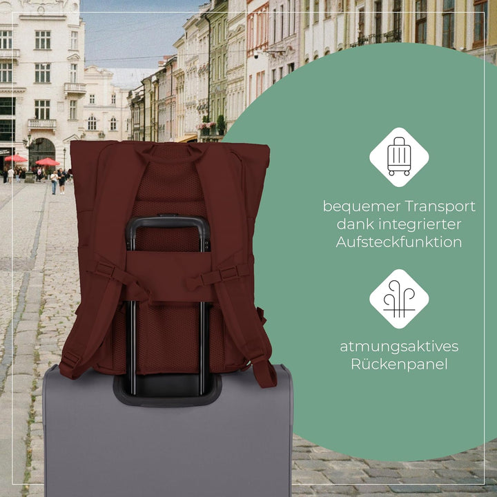 travelite Handgepäck Rucksack mit Laptop Fach 15,6 Zoll, Gepäck Serie BASICS Daypack Rollup: Praktis