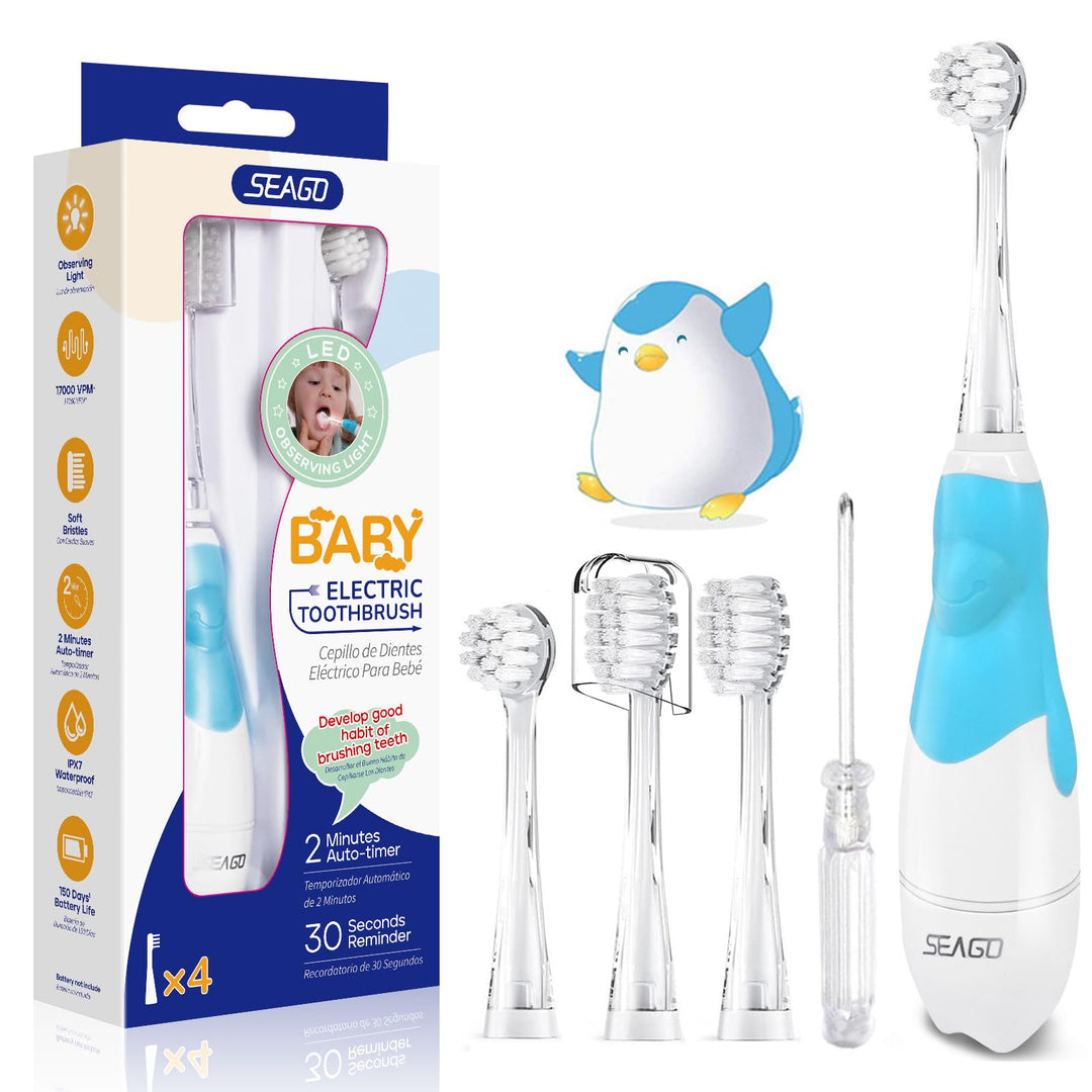 SEAGO SG-513 Elektrische Zahnbürste Kinder Baby Kinderzahnbürste Elektrisch ab 0-3 Jahre mit LED Lic