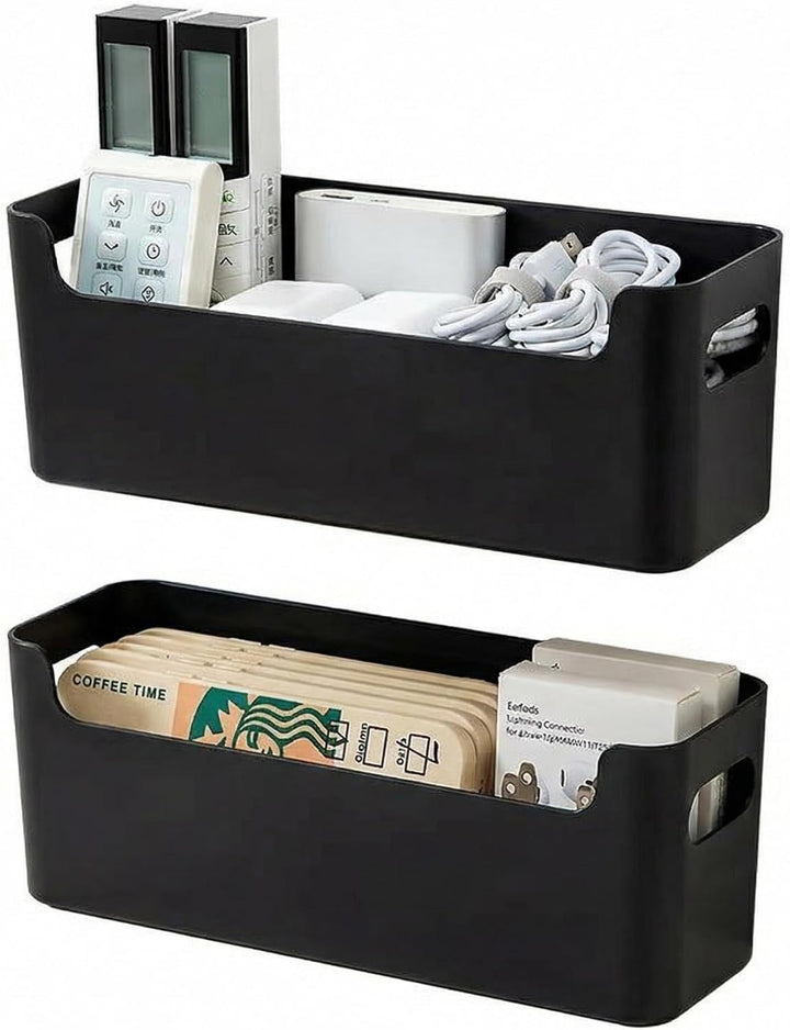 4 Stück Aufbewahrungsboxen mit Griff 25×8×9 cm,Niedrigeren Vorderseite Aufbewahrungskorb,Aufbewahrun