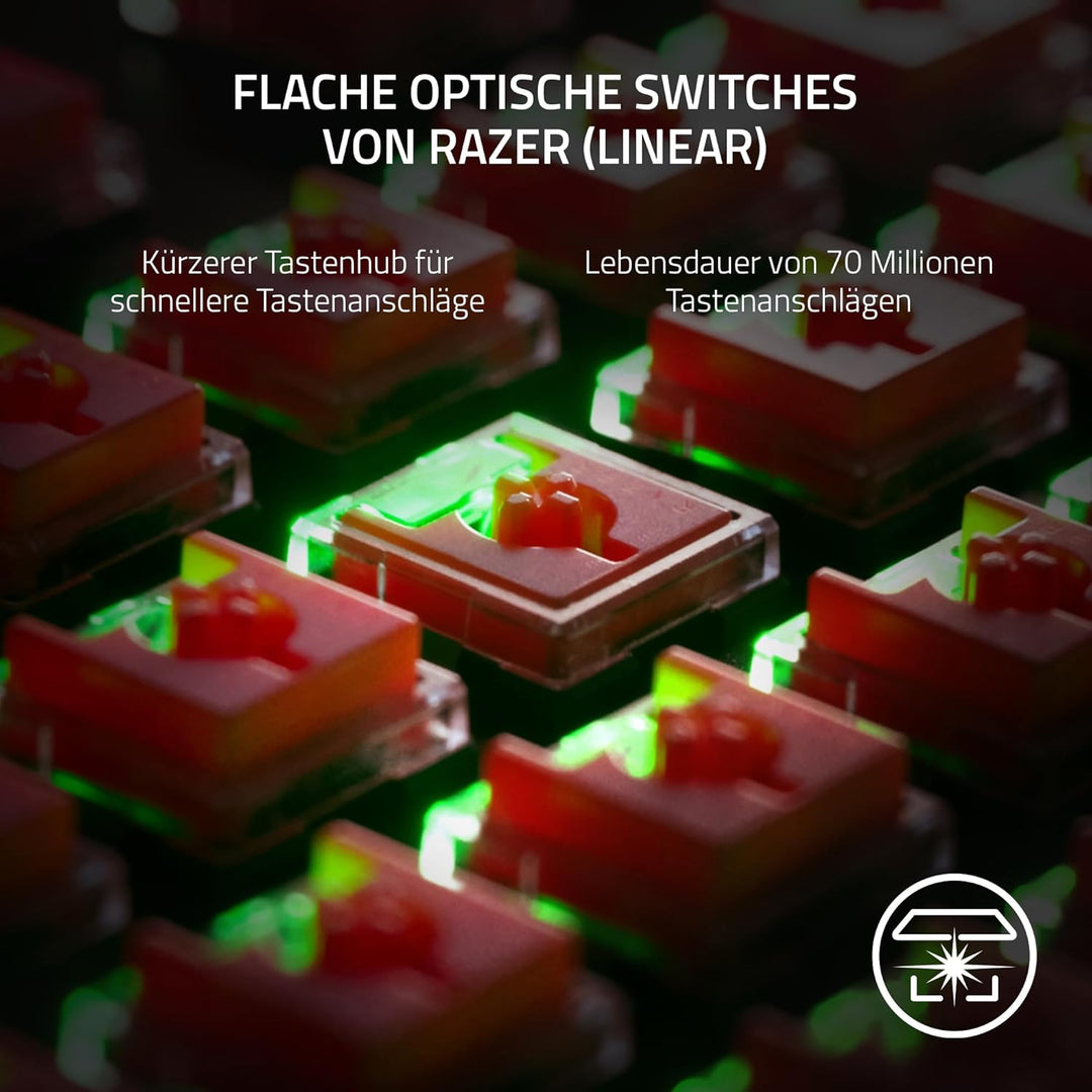 Razer DeathStalker V2 Pro Tenkeyless (Red Switch) - Kabellose Optische Low-Profile-Gaming-Tastatur (