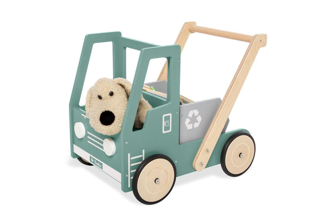 PINOLINO Lauflernwagen Kipplaster Fred, aus Holz, mit Bremssystem, gummierten Holzrädern und kippbar