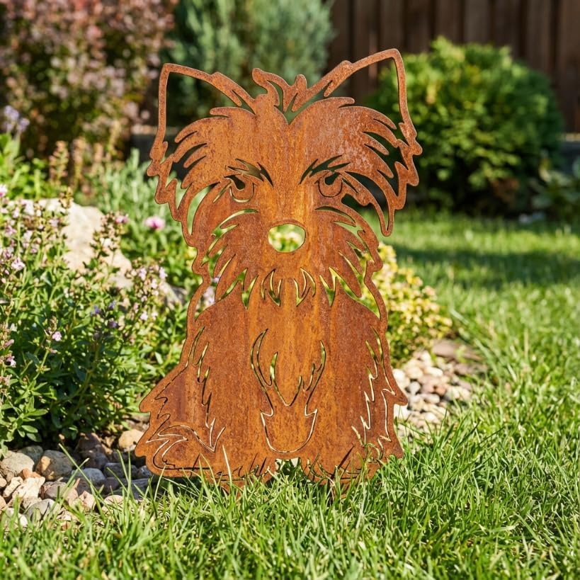 KPGA KAPAGA HOME & GARDEN Edelrost Gartenstecker Yorkshire Terrier - Rost Deko Hund Rostfigur Garten