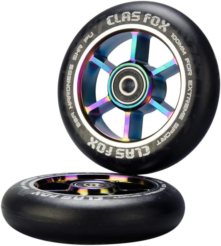 CLAS FOX Pro Stunt Scooter Rollen Roller Räder Wheels 100mm EIN Paar mit ABEC-9 Kugellager CNC Metal