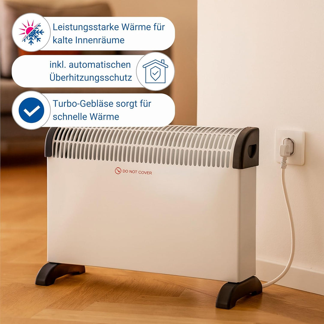 elasto – Heizlüfter "Kompakt" 2000W inkl. Turbogebläse für 20-30 m² – tragbares Heizgerät mit Thermo
