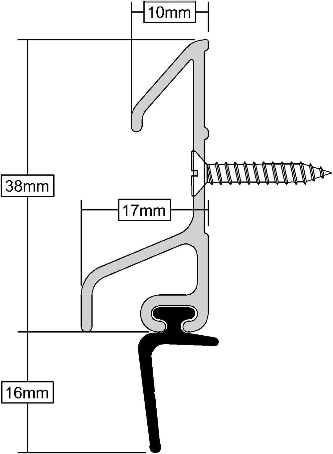 STORMGUARD 07Sr5640914G Rain Deflector with Rubber Seal 914Mm Effect XRD-Regenabweiser mit Gummidich