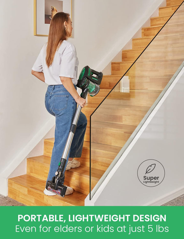 Vactidy Akku Staubsauger kabellos, Blitz V8 Kabelloser Staubsauger mit abnehmbarem Akku, 22KPa Saugk