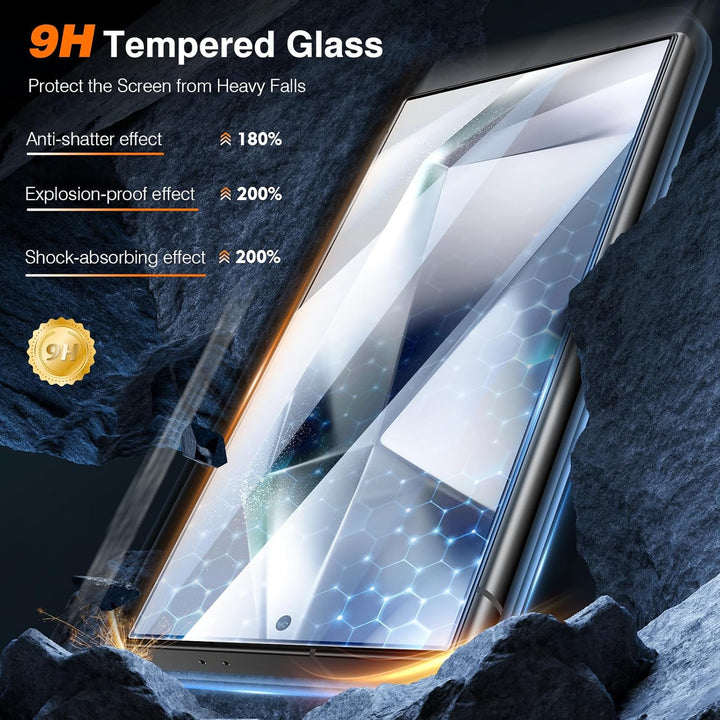 LK für Samsung Galaxy S24 Ultra Panzer Schutz Glas, 2 Stück Vollständige Abdeckung Schutzfolie, Auto