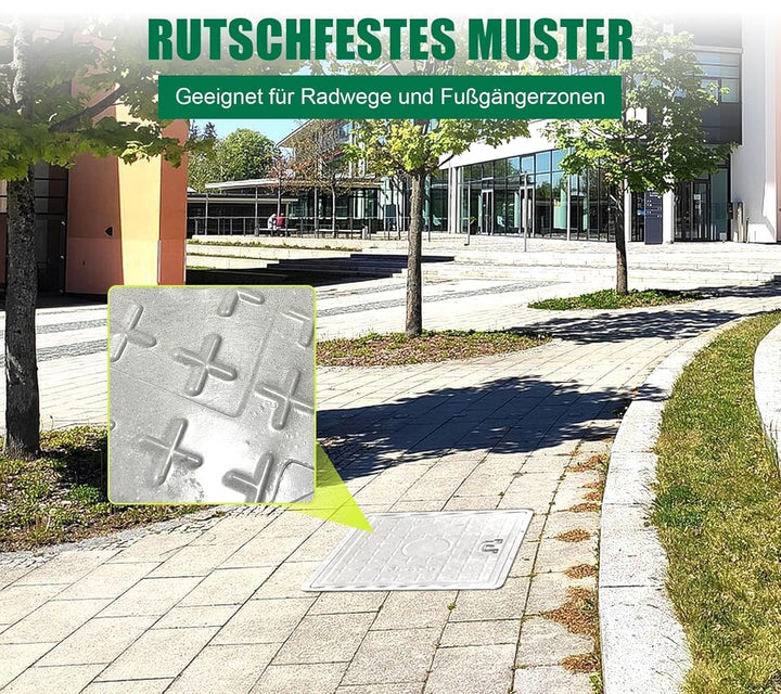 GFK-Schachtabdeckung mit Rahmen Griff 450 x 450 mm EN124 A15 Schachtdeckel Kanaldeckel Revisionsscha