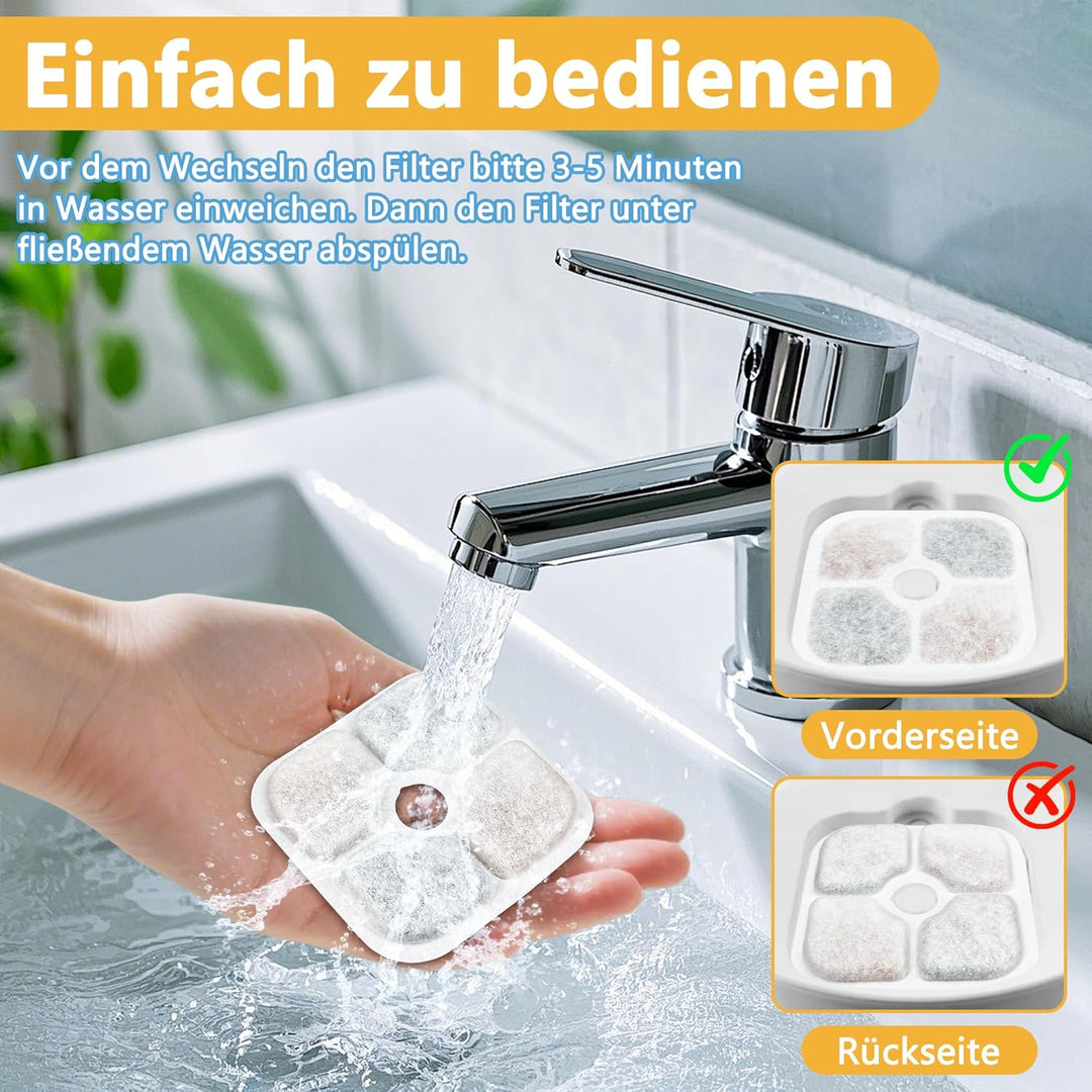 24 Stück Katzenbrunnen Filter für Catit Pixi Trinkbrunnen, Ersatzfilter mit Dreifachem Filtersystem,