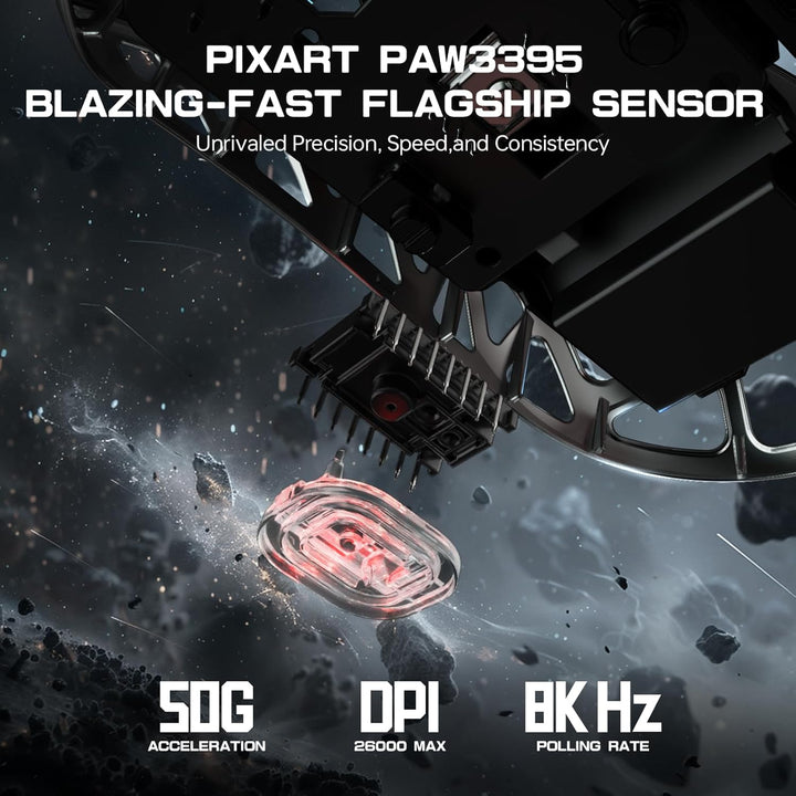 ATTACK SHARK R3PRO 46g Superlight Magnesiumlegierung Maus, 8000Hz Kabellose Abfragerate, 26000 DPI,