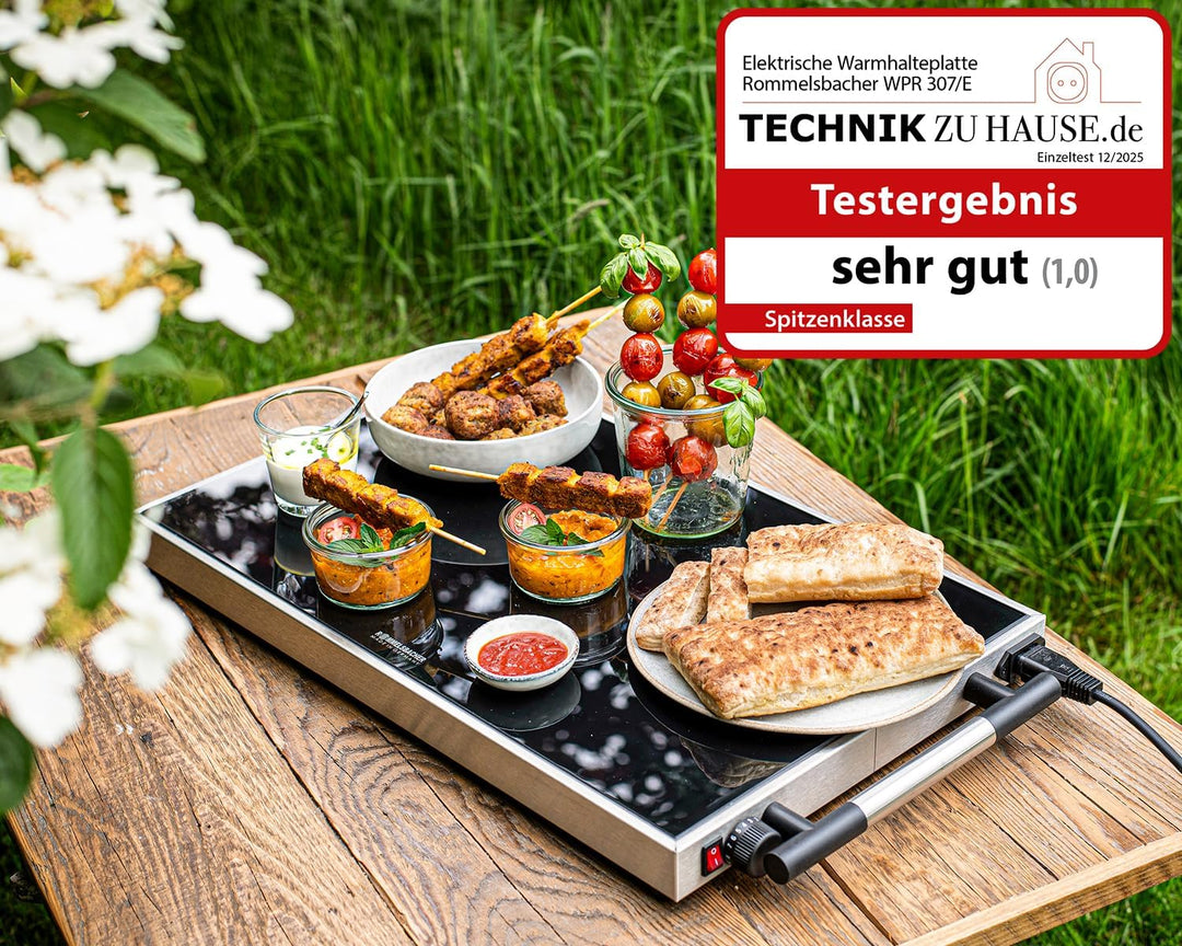 ROMMELSBACHER Warmhalteplatte WPR 307/E - Gastro, Edelstahl, Sicherheits-Floatglas, stufenlos regelb