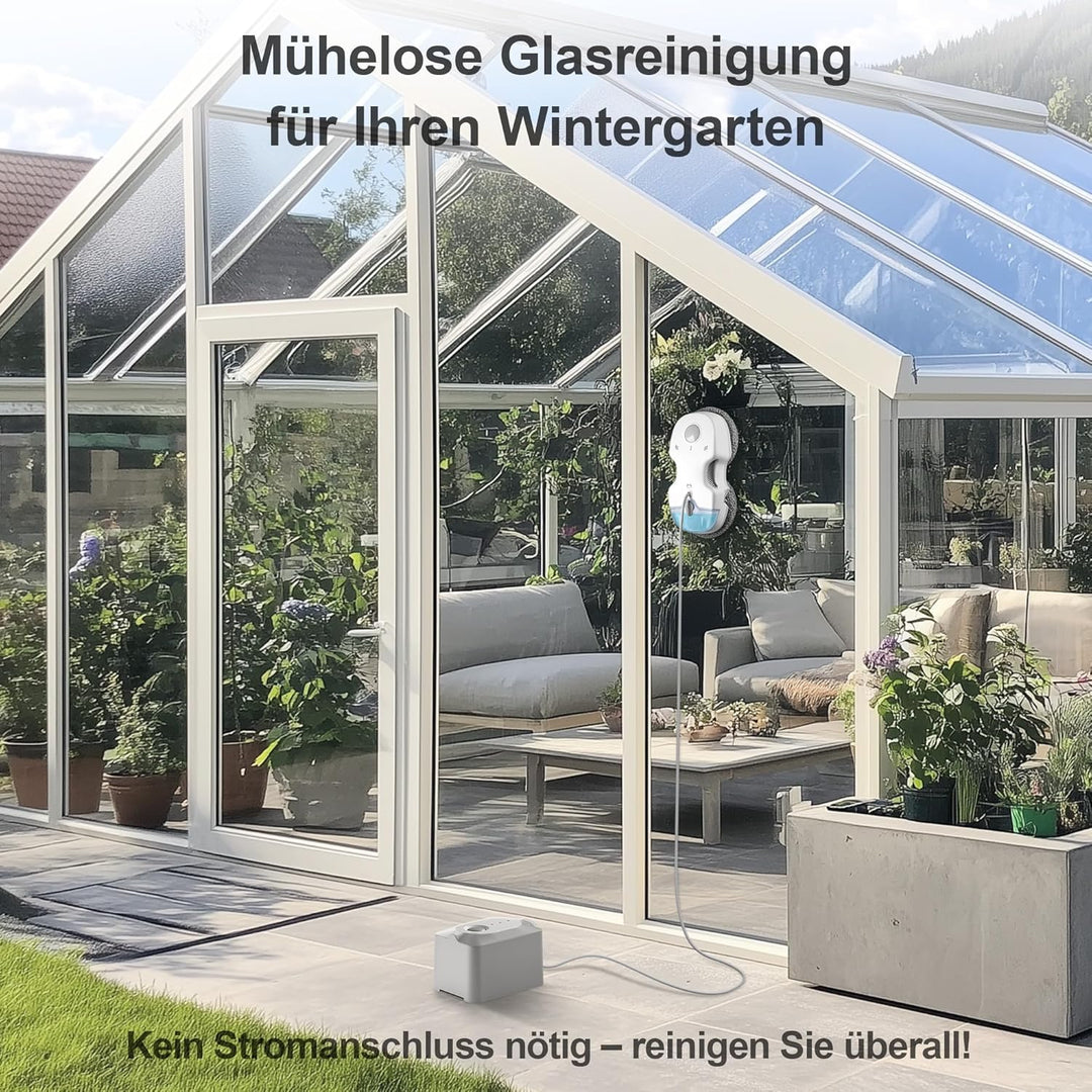 HUTT Fensterputzroboter mit Sprühfunktion , 3D Schwebepad, Elektrischer Fensterputzer mit 80ML Tank,