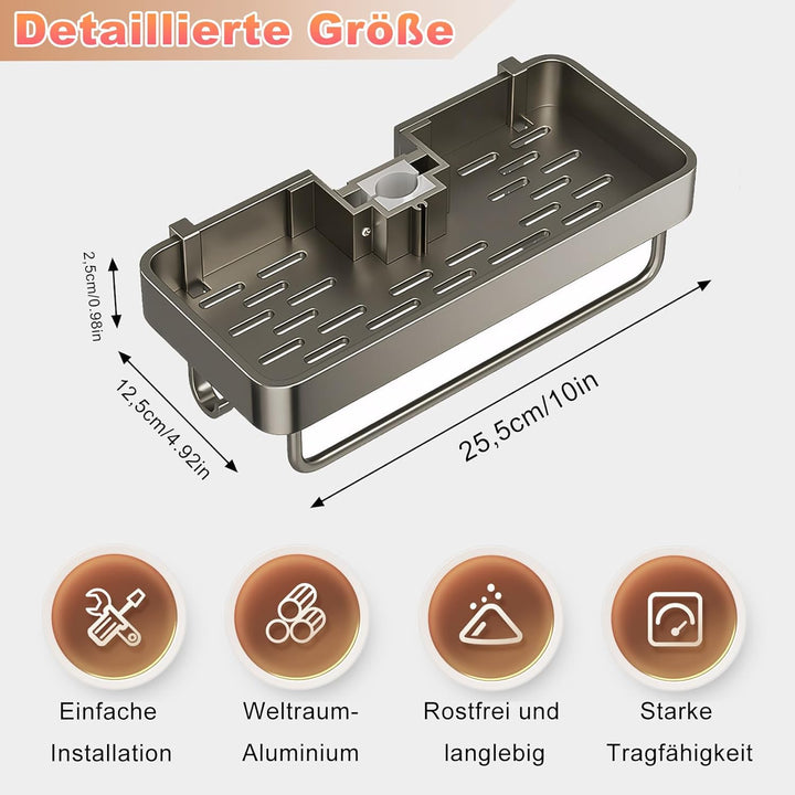 Duschablage ohne Bohren,rostfreie Badezimmer Organizer Duschregal für 19 mm - 23 mm Duschstange,Badr