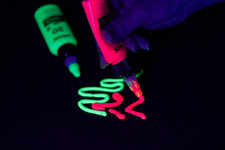 Moon Glow - UV-Neon-Stofffarbe - 125ml - Set mit 8 Farben