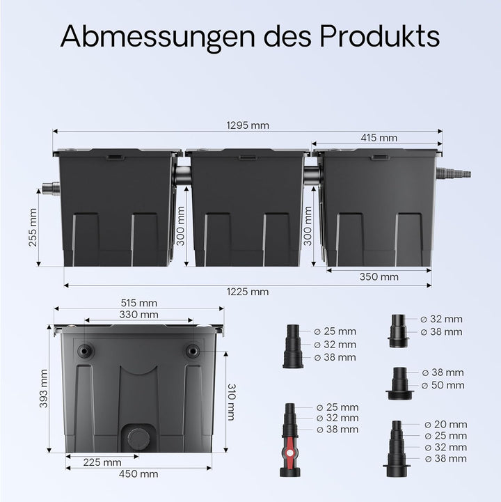 SunSun Bio CBF-350C Teichfilter bis 90000L Teichvolumen max. 10000L/h 3-Kammer Durchlauffilter Modul