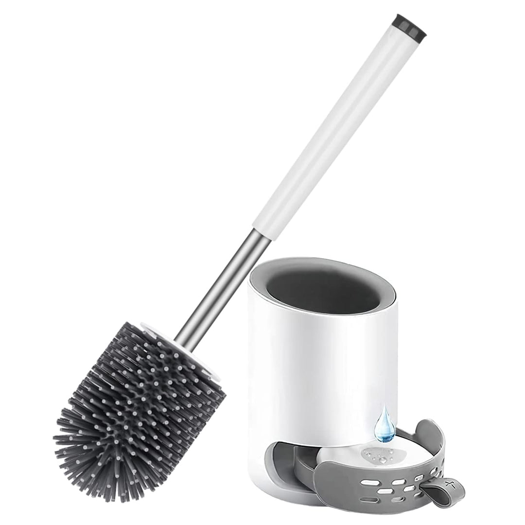 Braoses Toilettenbürste Silikon mit Halter klobürste Set Wandmontage & Stehen Edelstahl Langer Stiel