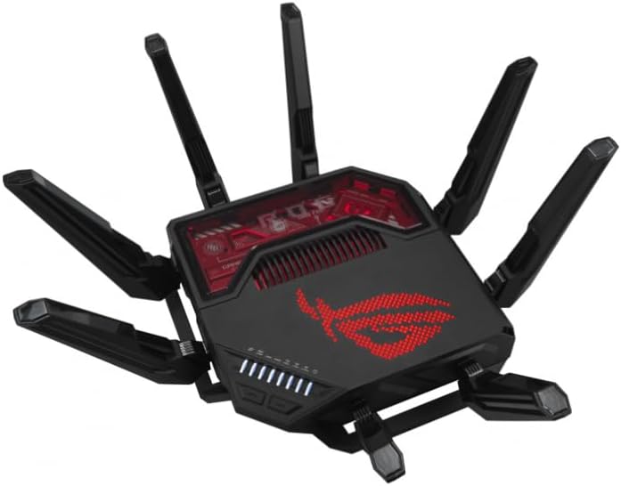 ASUS ROG Rapture GT-BE19000 Tri-Band WiFi 7 Gaming Router (320MHz Bandbreite & 4096-QAM, MLO, Zwei 1