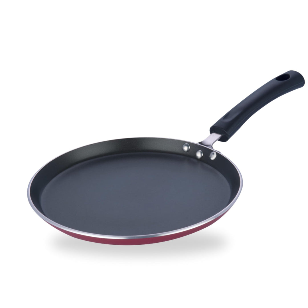 Vinod Cookware Zest Dosa Tawa Dosa Antihaftbeschichtung, Induktionsgeeignet, 25 cm, Rot / Schwarz 25