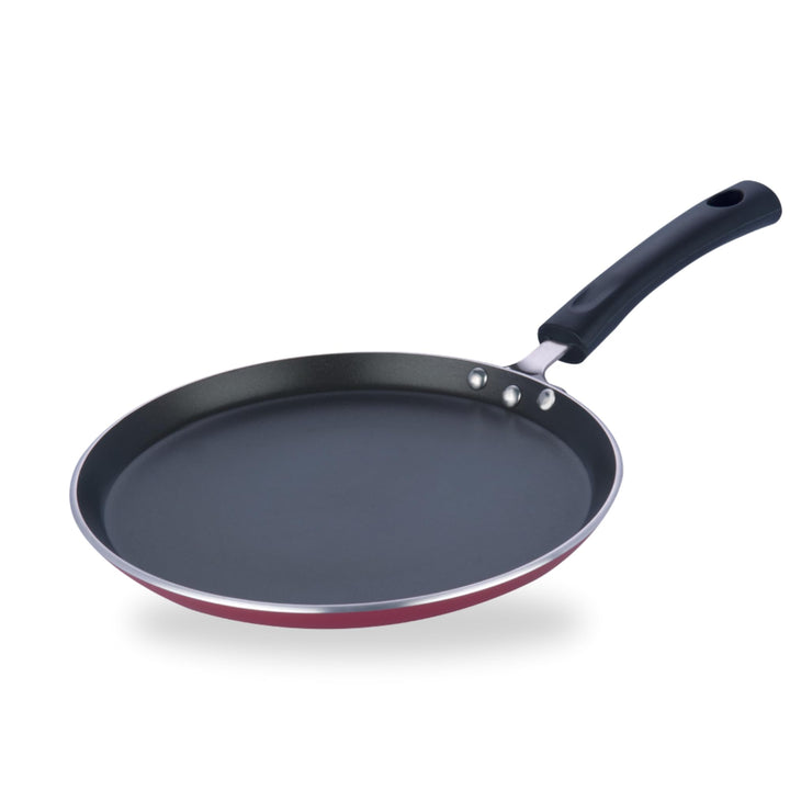 Vinod Cookware Zest Dosa Tawa Dosa Antihaftbeschichtung, Induktionsgeeignet, 25 cm, Rot / Schwarz 25
