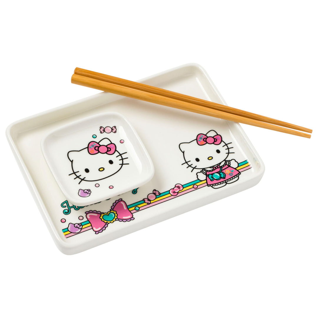 Silver Buffalo Sanrio Hello Kitty Keramik-Sushi-Set, 3-teilig Sanrio Hello Kitty Treats, Sanrio Hell
